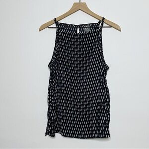 Worthington Black White Diamond Print Sleeveless Blouse Top